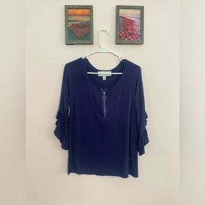 French Laundry Blue zip Blouse - Size S